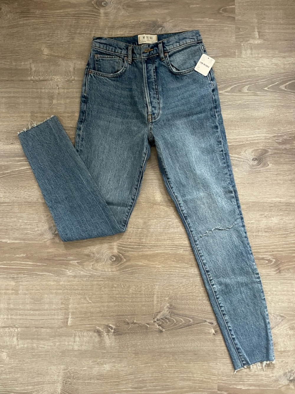 Free People High-Rise Blue Denim Jeans with Raw Hem